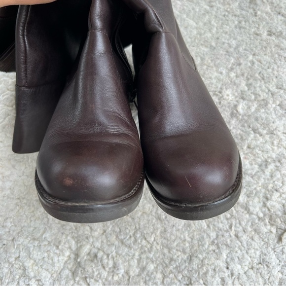 Tara M Brown Leather DIDI Faux Fur Interior Block Heel Rounded Toe Boots Sz 9 - Picture 6 of 14